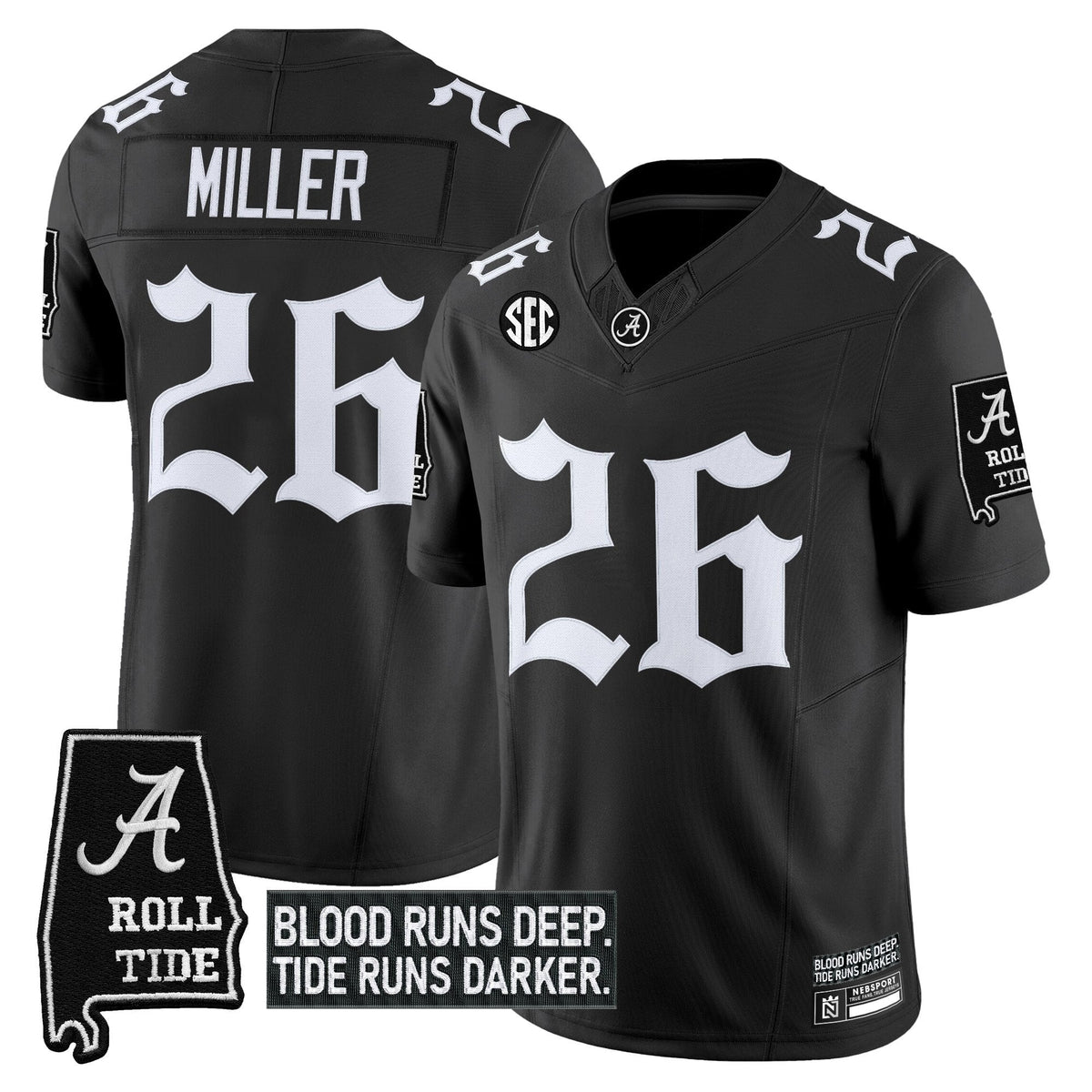 Men's Alabama Crimson Tide 'Gothic Bama Blood Edition' Vapor Limited Jersey - All Stitched - image 1