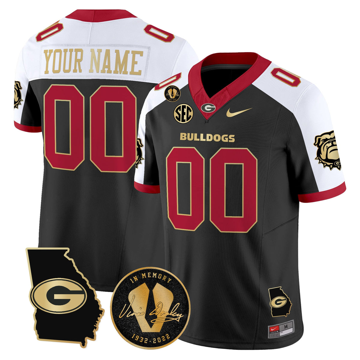 Georgia Bulldogs 2025 Georgia Map & Vince Dooley Patch Vapor Limited Custom Jersey - All Stitched - image 2