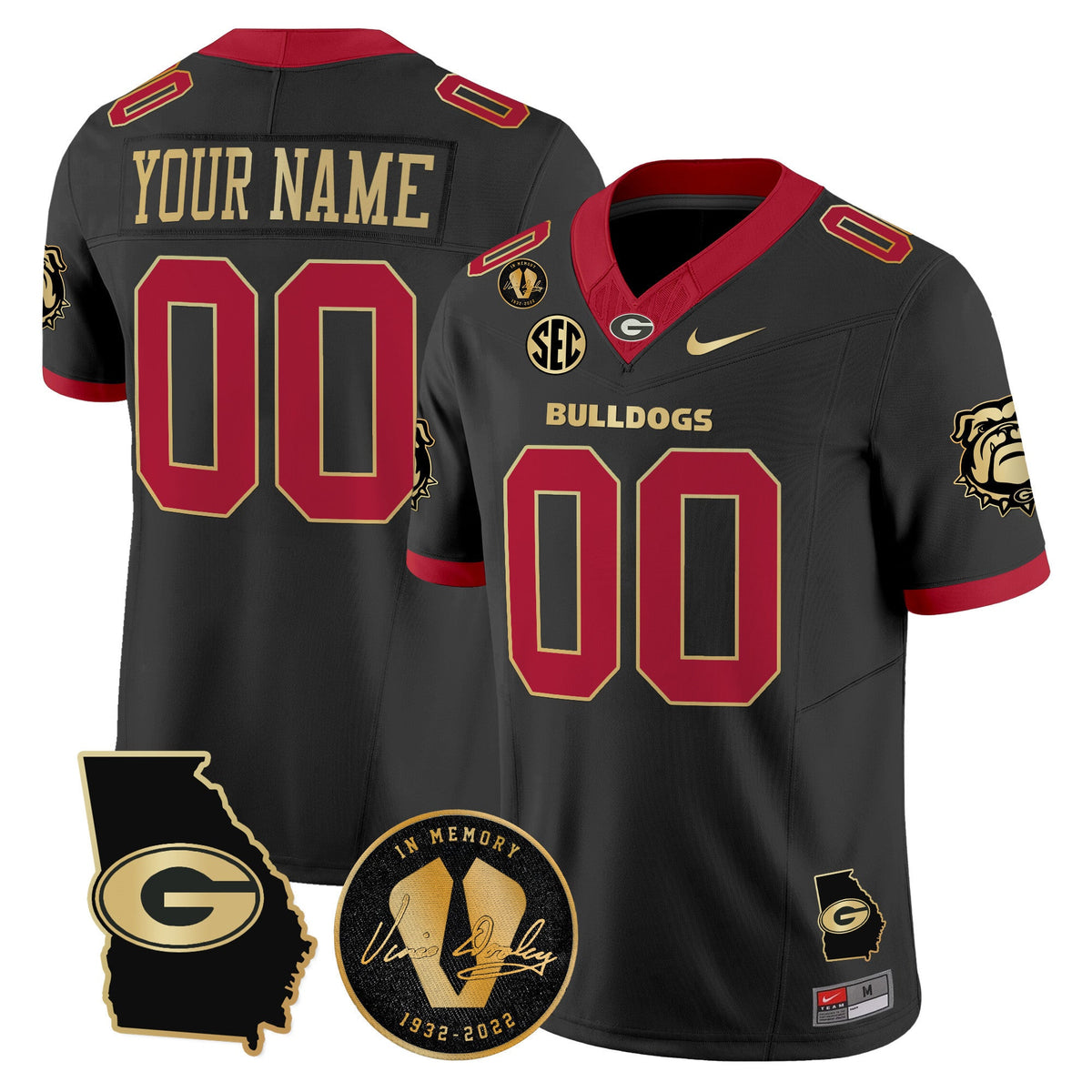 Georgia Bulldogs 2025 Georgia Map & Vince Dooley Patch Vapor Limited Custom Jersey - All Stitched - image 3