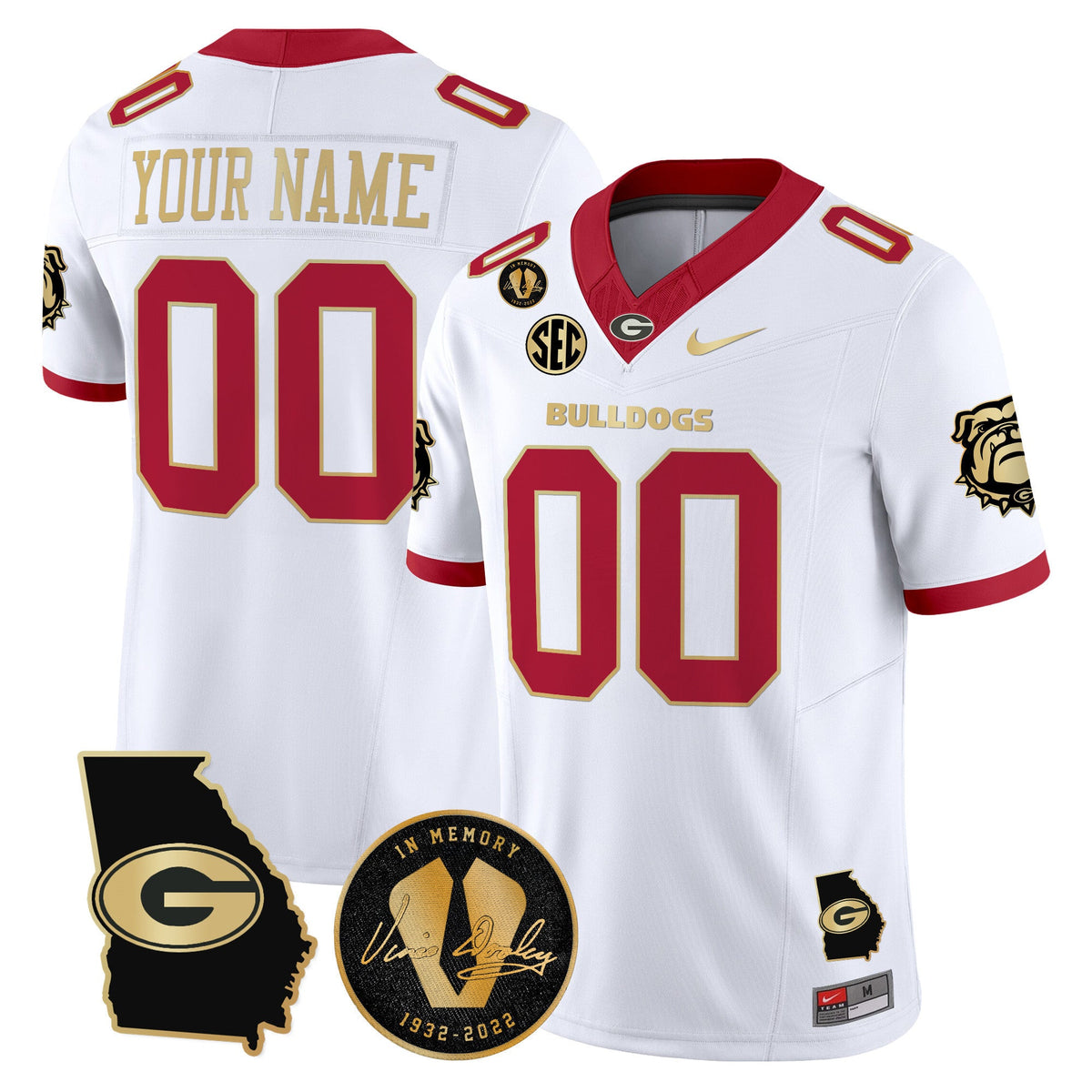 Georgia Bulldogs 2025 Georgia Map & Vince Dooley Patch Vapor Limited Custom Jersey - All Stitched - image 4
