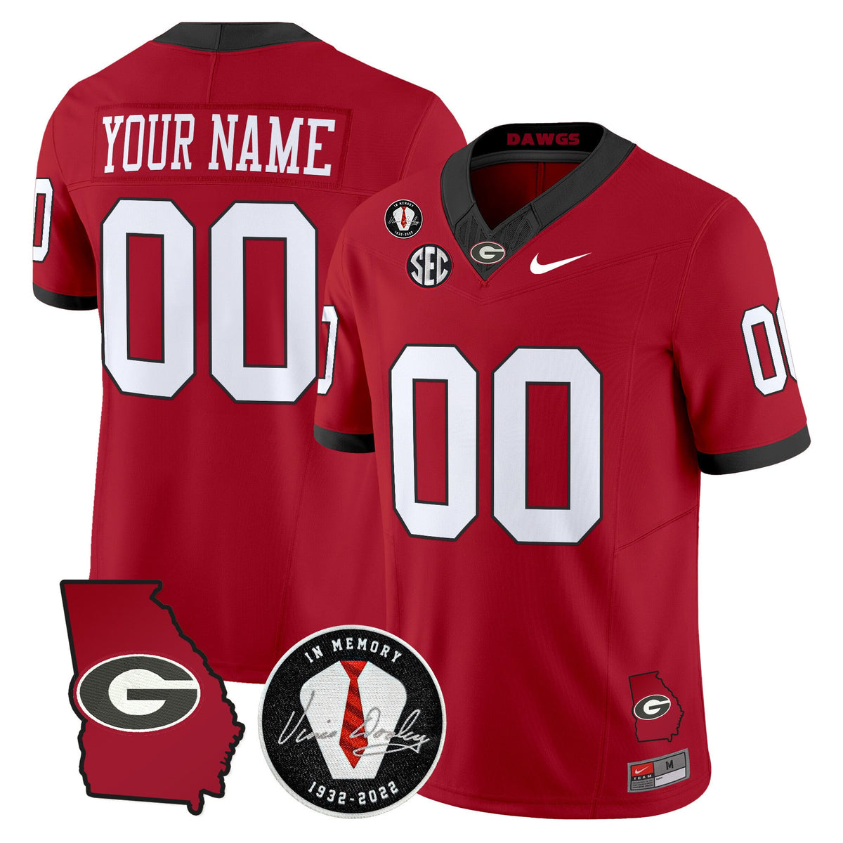 Georgia Bulldogs 2025 Georgia Map & Vince Dooley Patch Vapor Limited Custom Jersey - All Stitched - image 5