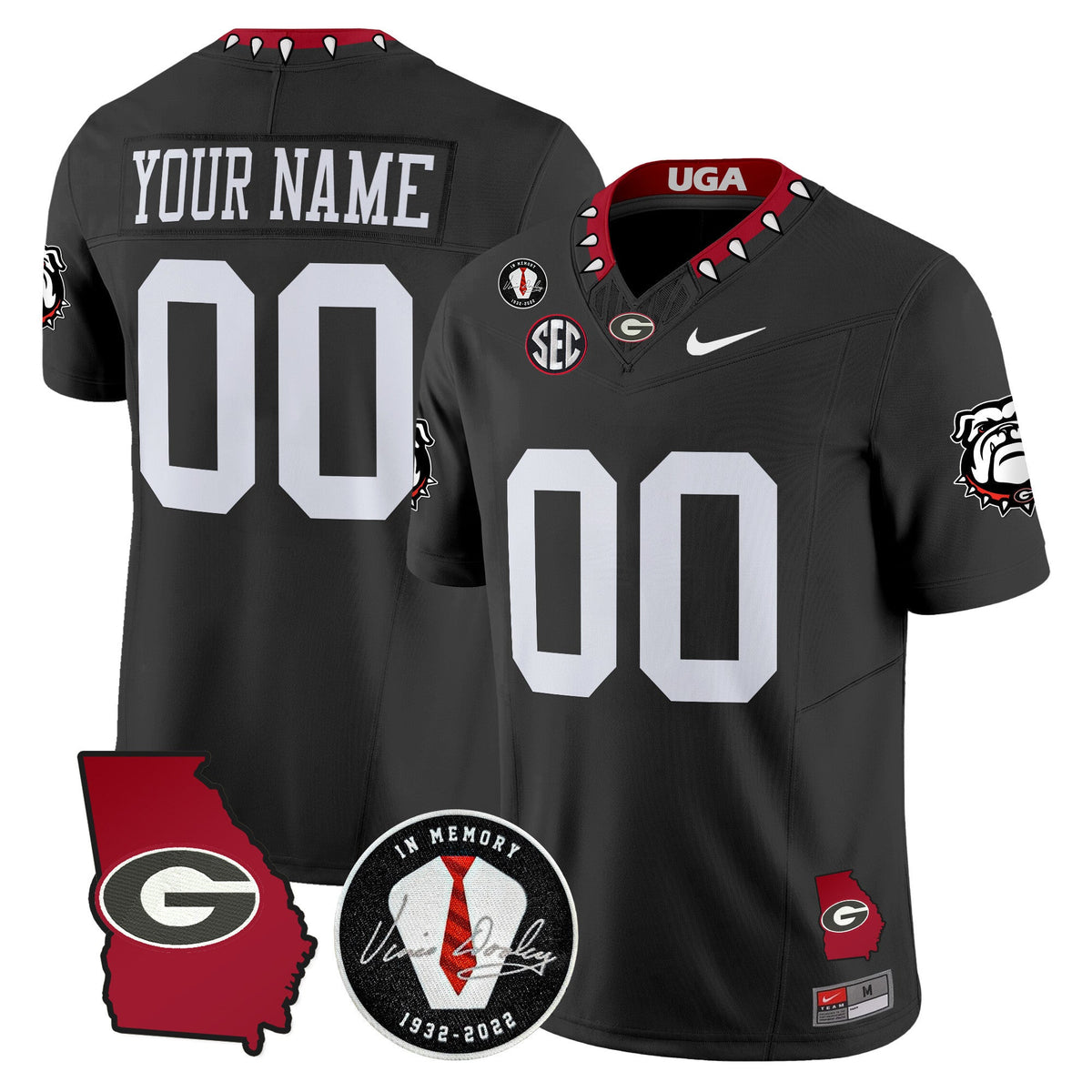 Georgia Bulldogs 2025 Georgia Map & Vince Dooley Patch Vapor Limited Custom Jersey - All Stitched - image 6