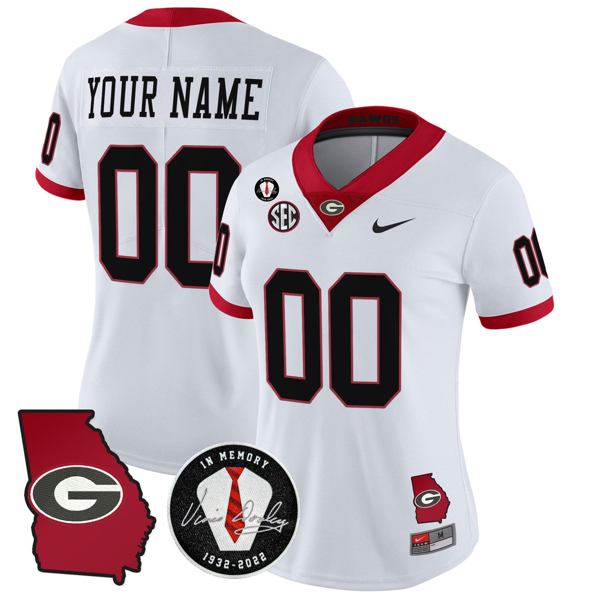 Georgia Bulldogs 2025 Georgia Map & Vince Dooley Patch Vapor Limited Custom Jersey - All Stitched - image 7