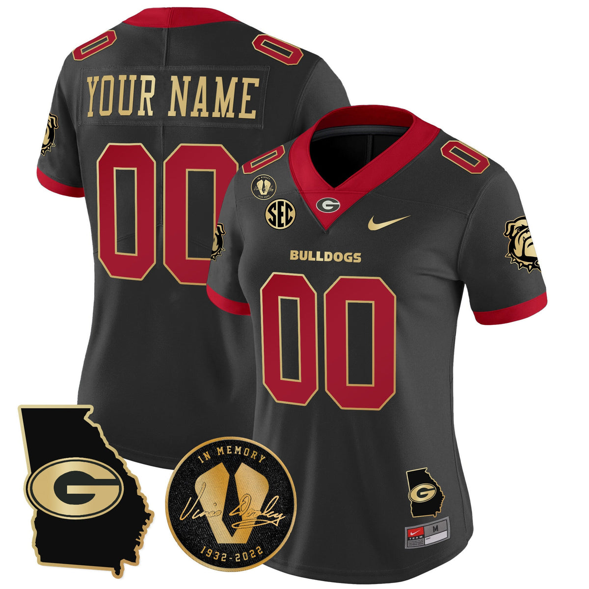 Georgia Bulldogs 2025 Georgia Map & Vince Dooley Patch Vapor Limited Custom Jersey - All Stitched - image 9
