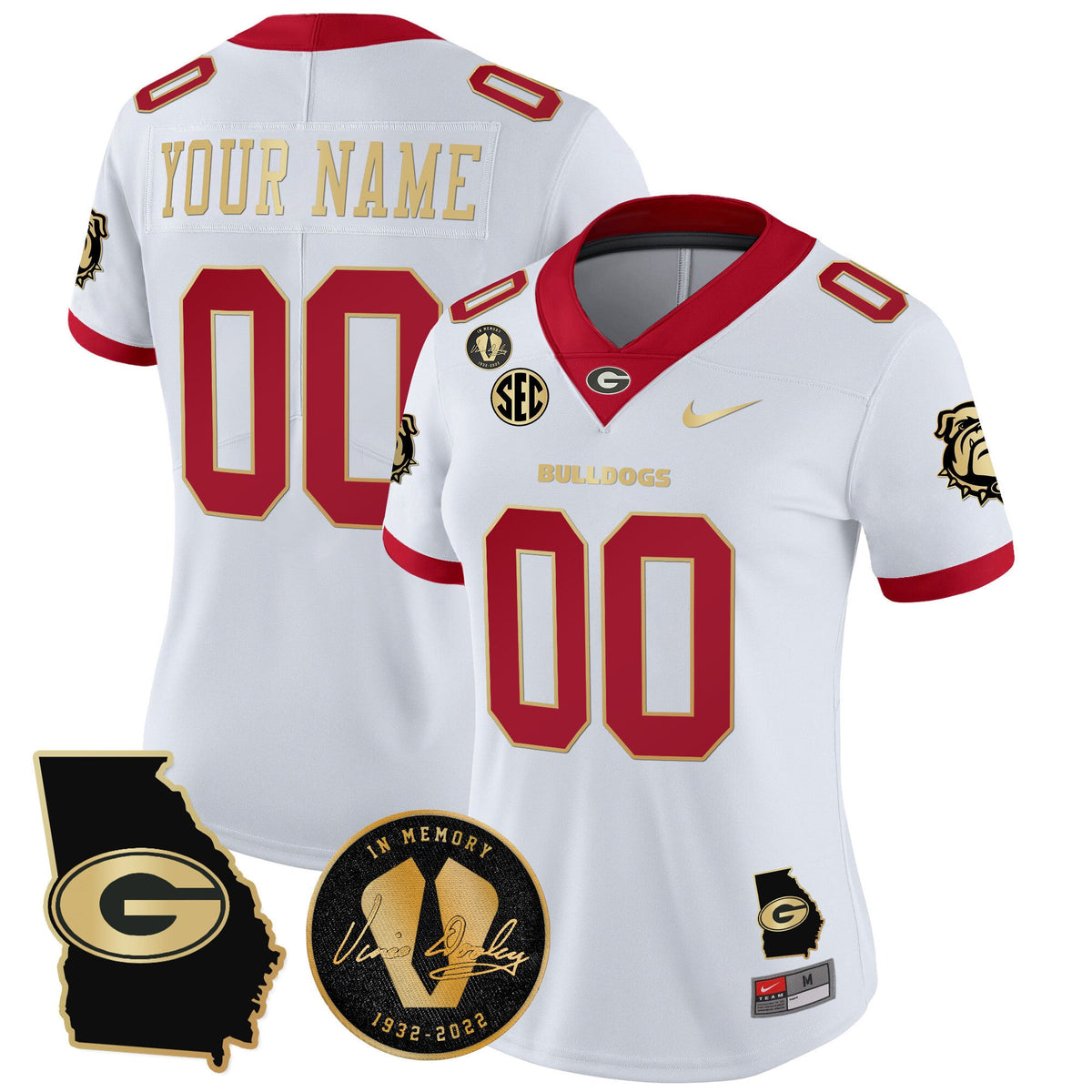 Georgia Bulldogs 2025 Georgia Map & Vince Dooley Patch Vapor Limited Custom Jersey - All Stitched - image 10