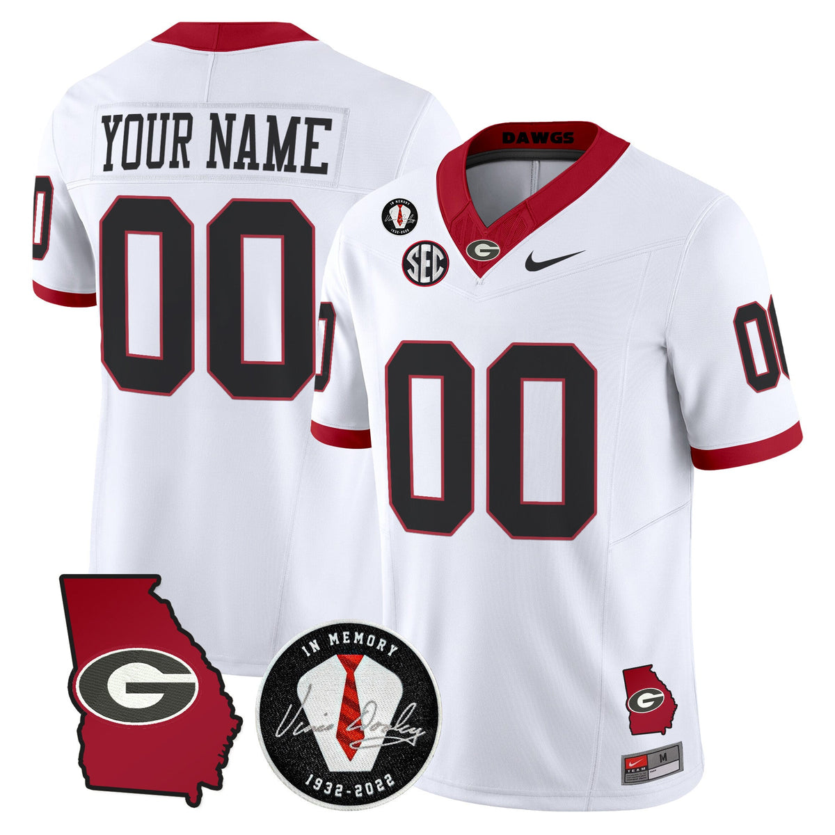 Georgia Bulldogs 2025 Georgia Map & Vince Dooley Patch Vapor Limited Custom Jersey - All Stitched - image 1
