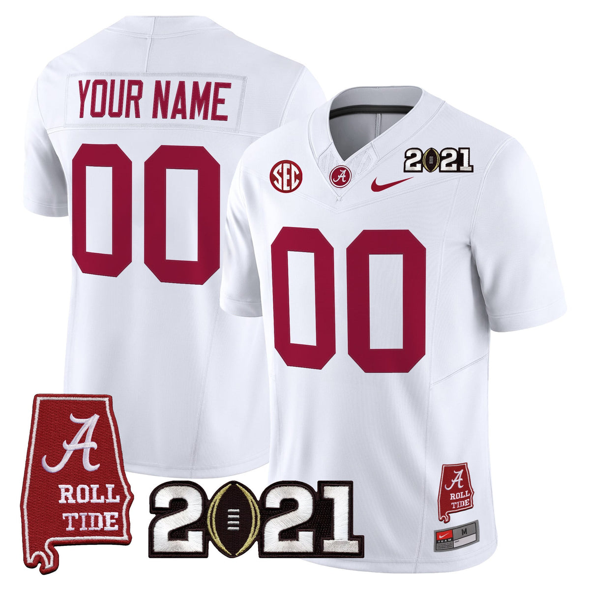 Alabama Crimson Tide '2021 CFP National Championship' Vapor Limited Custom Jersey - Alabama Map - All Stitched - image 2