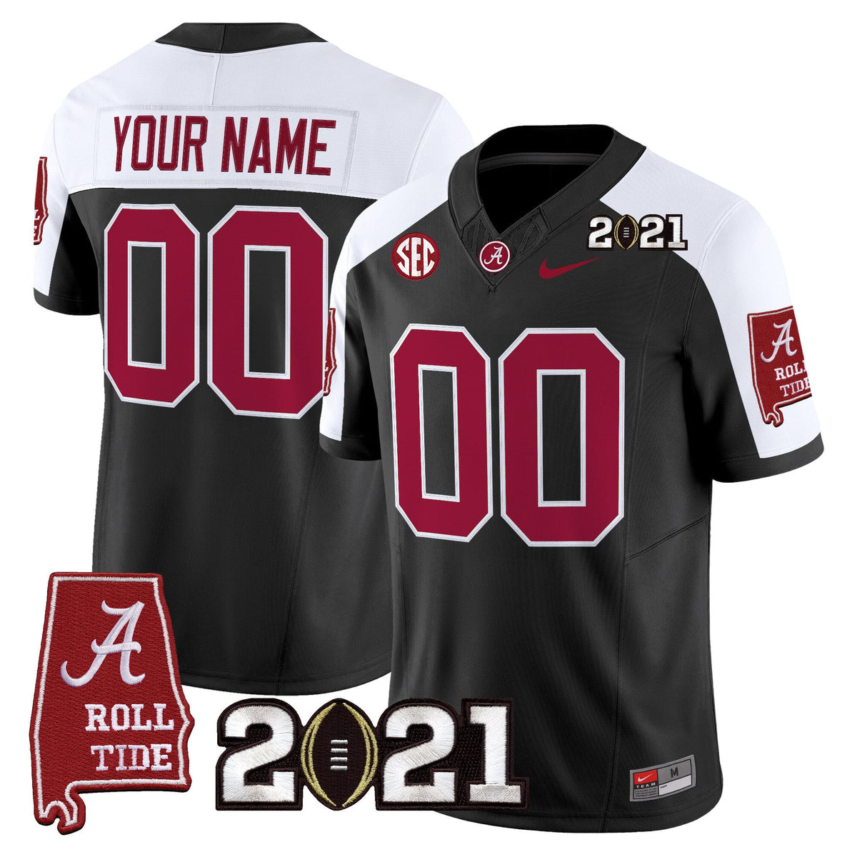 Alabama Crimson Tide '2021 CFP National Championship' Vapor Limited Custom Jersey - Alabama Map - All Stitched - image 3
