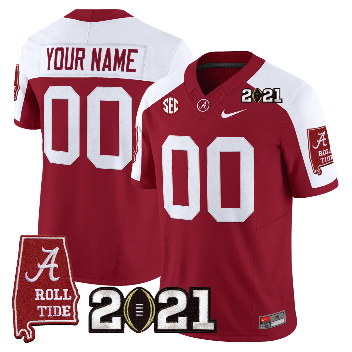 Alabama Crimson Tide '2021 CFP National Championship' Vapor Limited Custom Jersey - Alabama Map - All Stitched - image 4