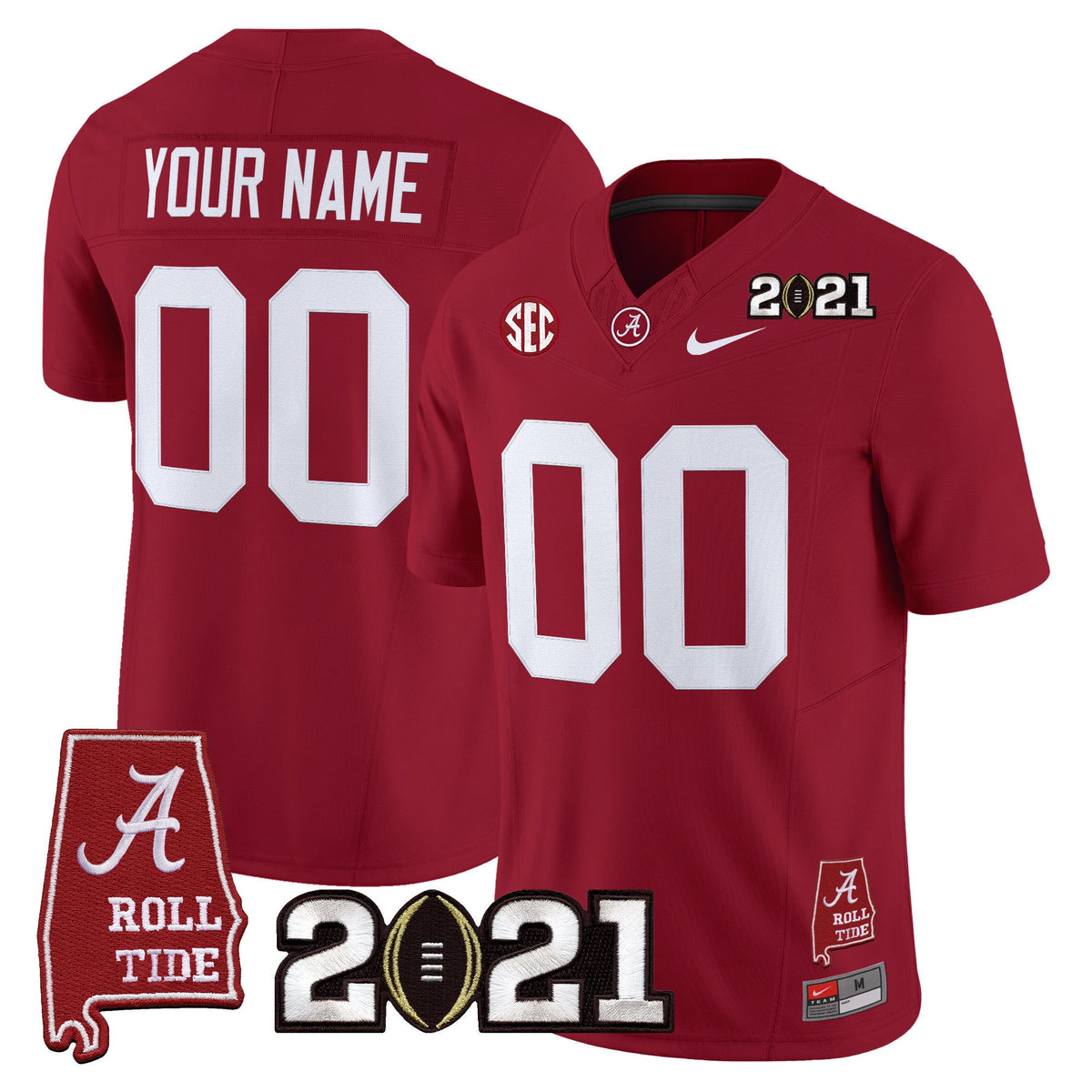 Alabama Crimson Tide '2021 CFP National Championship' Vapor Limited Custom Jersey - Alabama Map - All Stitched - image 1