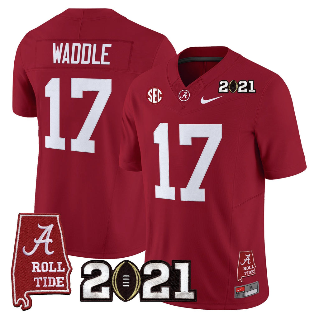 Men's Alabama Crimson Tide '2021 CFP National Championship' Vapor Limited Jersey - Alabama Map - All Stitched - image 4
