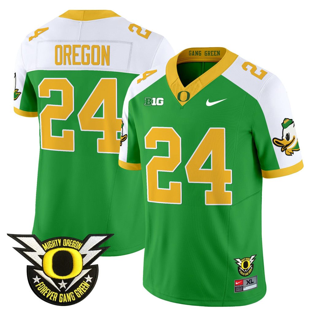 Men's Oregon Ducks 2024 Forever Gang Green & BIG Patch Vapor Limited Jersey - All Stitched - image 41