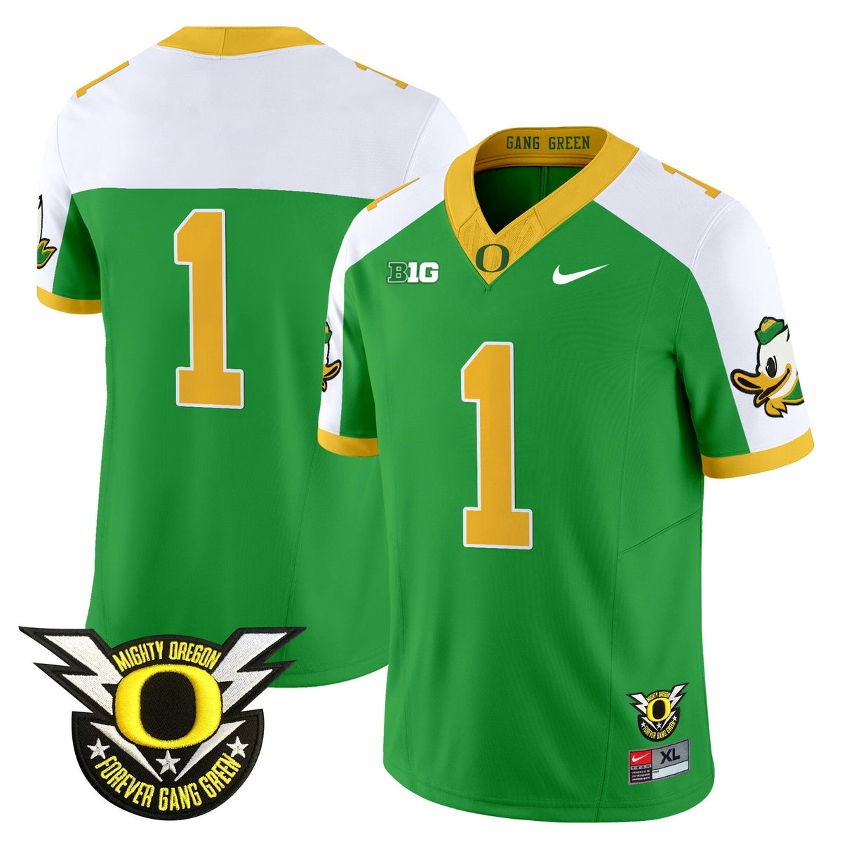 Men's Oregon Ducks 2024 Forever Gang Green & BIG Patch Vapor Limited Jersey N5 - All Stitched - image 14