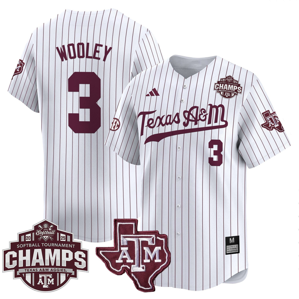 Men's Size - Texas A&M Aggies 2025 SEC Softball Conference Tournament Champions Patch Vapor Premier Limited Jersey - All Stitched - image 3