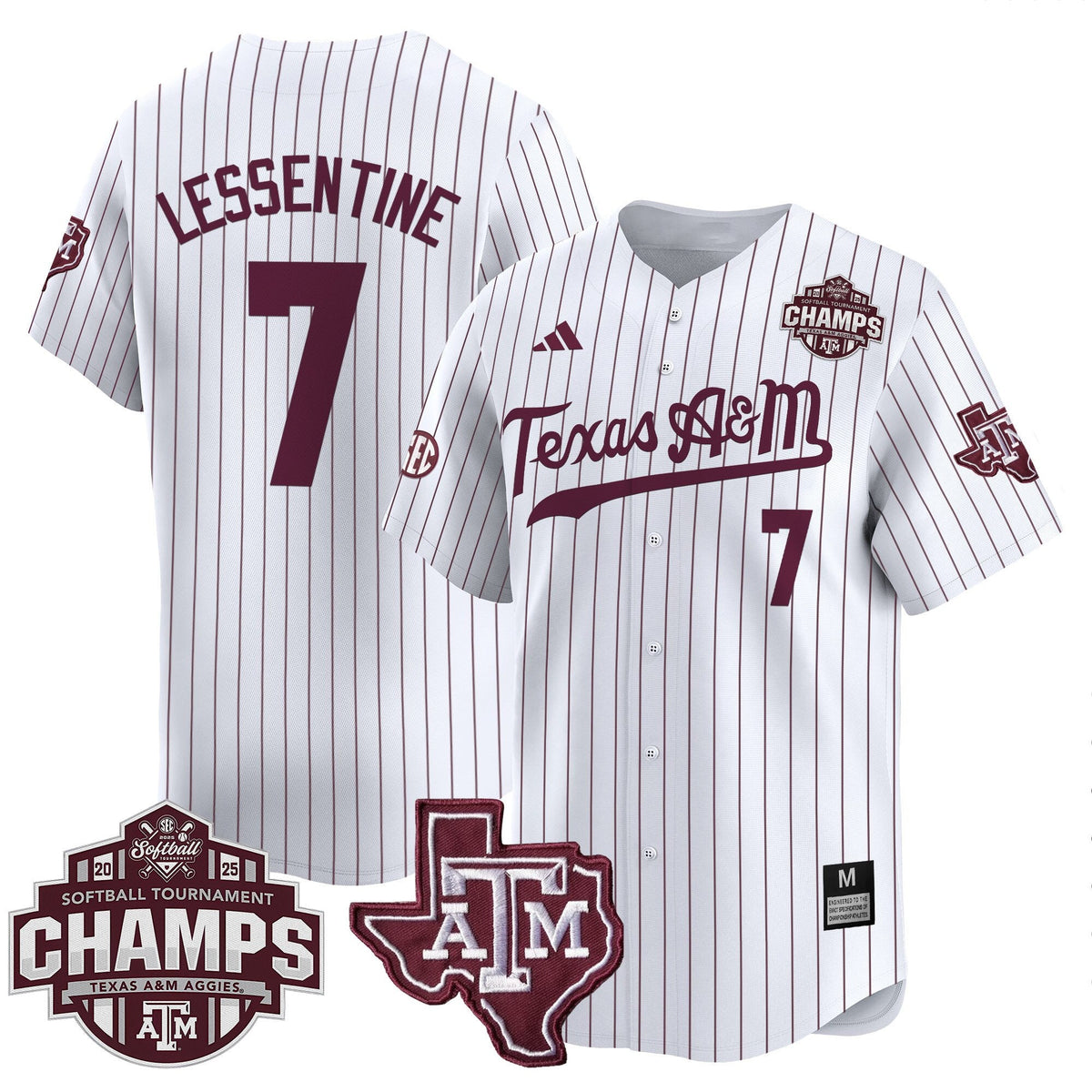 Men's Size - Texas A&M Aggies 2025 SEC Softball Conference Tournament Champions Patch Vapor Premier Limited Jersey - All Stitched - image 5