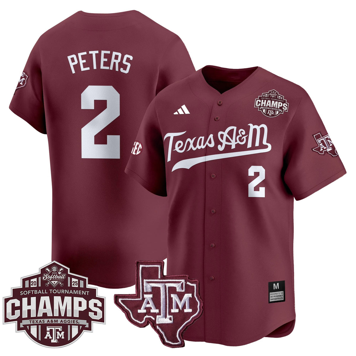 Men's Size - Texas A&M Aggies 2025 SEC Softball Conference Tournament Champions Patch Vapor Premier Limited Jersey - All Stitched - image 10