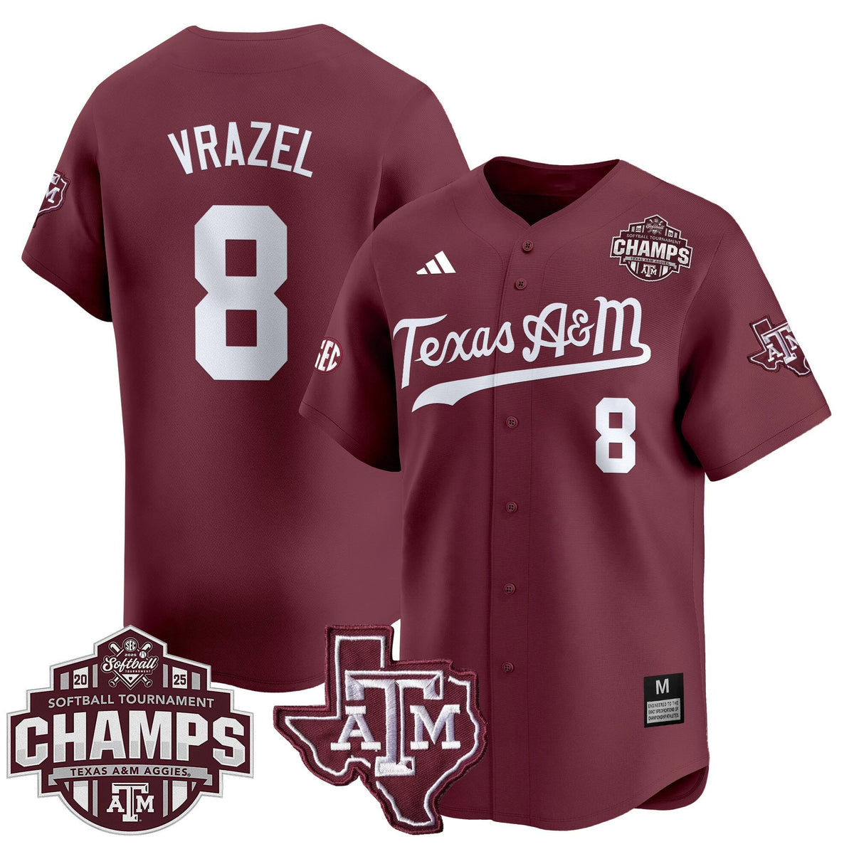 Men's Size - Texas A&M Aggies 2025 SEC Softball Conference Tournament Champions Patch Vapor Premier Limited Jersey - All Stitched - image 14