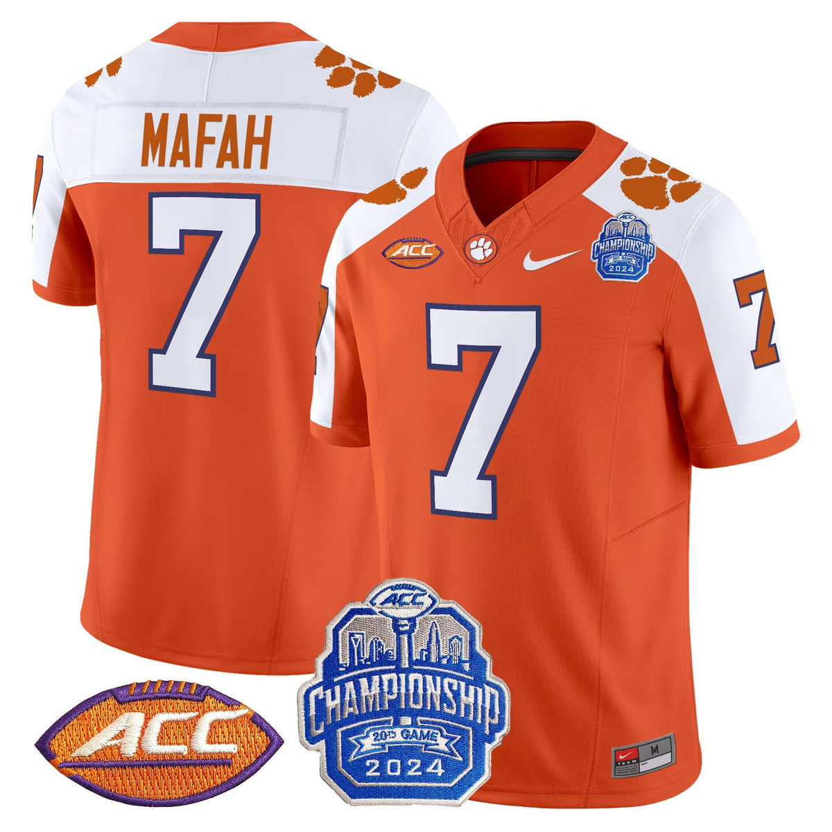Men's Clemson Tigers 2024 ACC Championship Patch Vapor Limited Jersey - All Stitched - image 2