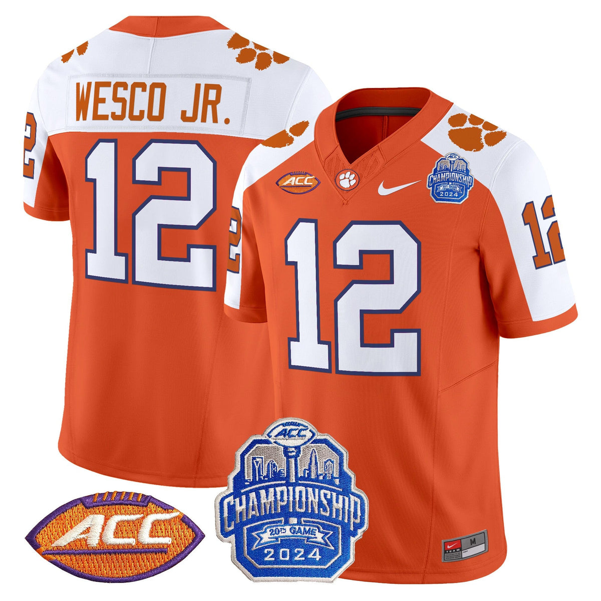 Men's Clemson Tigers 2024 ACC Championship Patch Vapor Limited Jersey - All Stitched - image 3