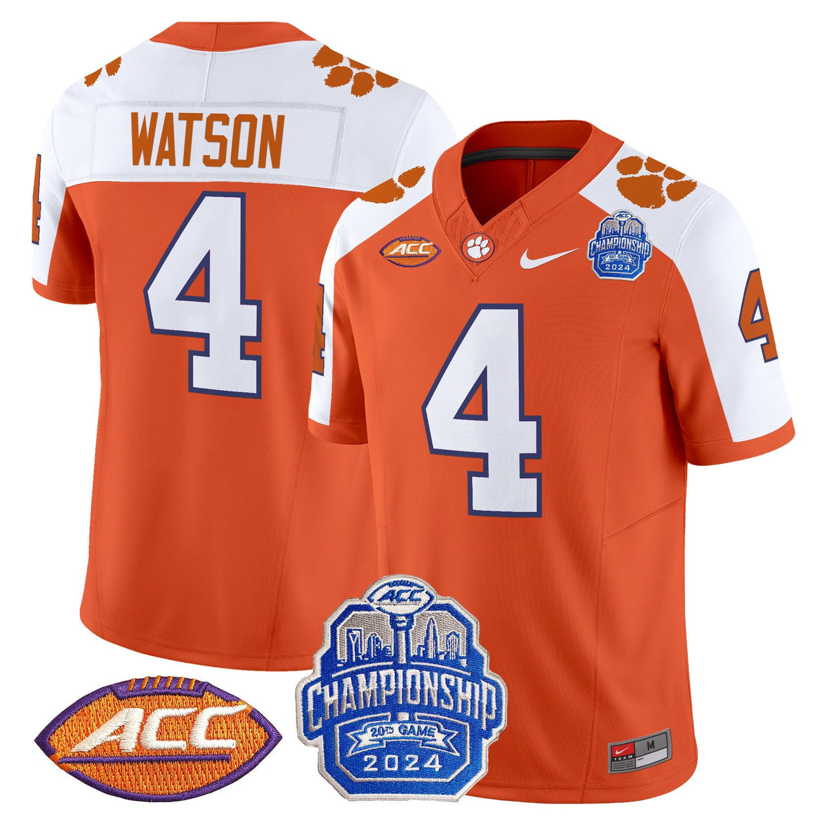 Men's Clemson Tigers 2024 ACC Championship Patch Vapor Limited Jersey - All Stitched - image 4