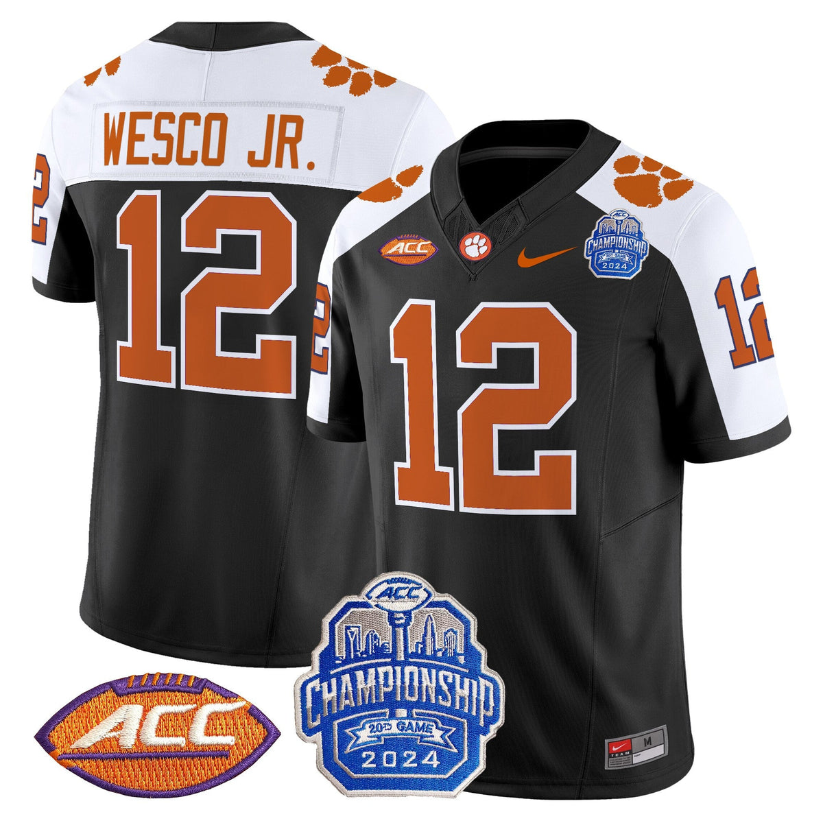 Men's Clemson Tigers 2024 ACC Championship Patch Vapor Limited Jersey - All Stitched - image 12