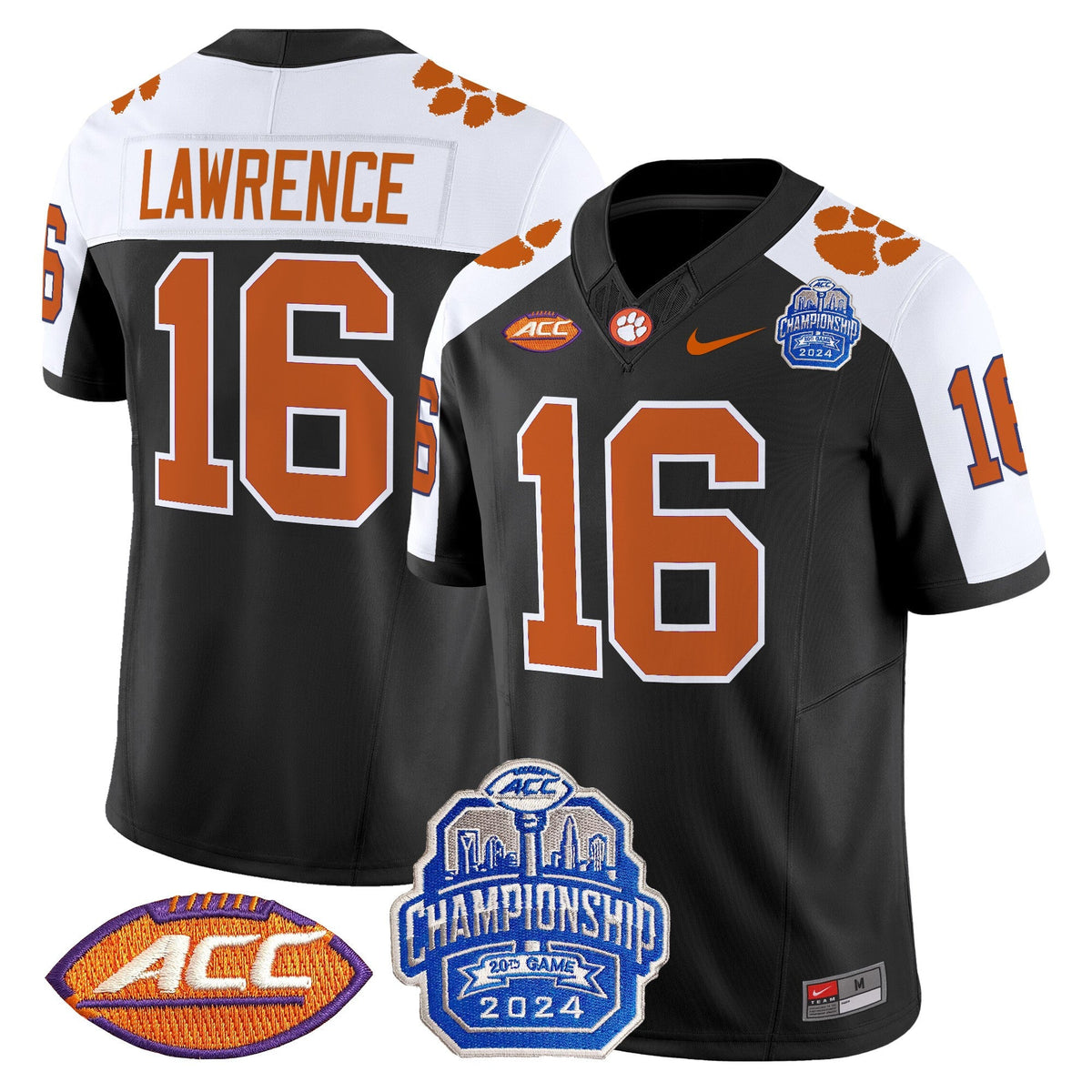 Men's Clemson Tigers 2024 ACC Championship Patch Vapor Limited Jersey - All Stitched - image 14