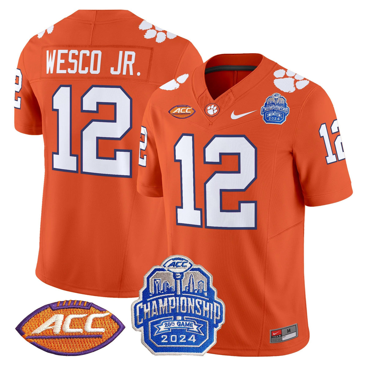 Men's Clemson Tigers 2024 ACC Championship Patch Vapor Limited Jersey - All Stitched - image 21