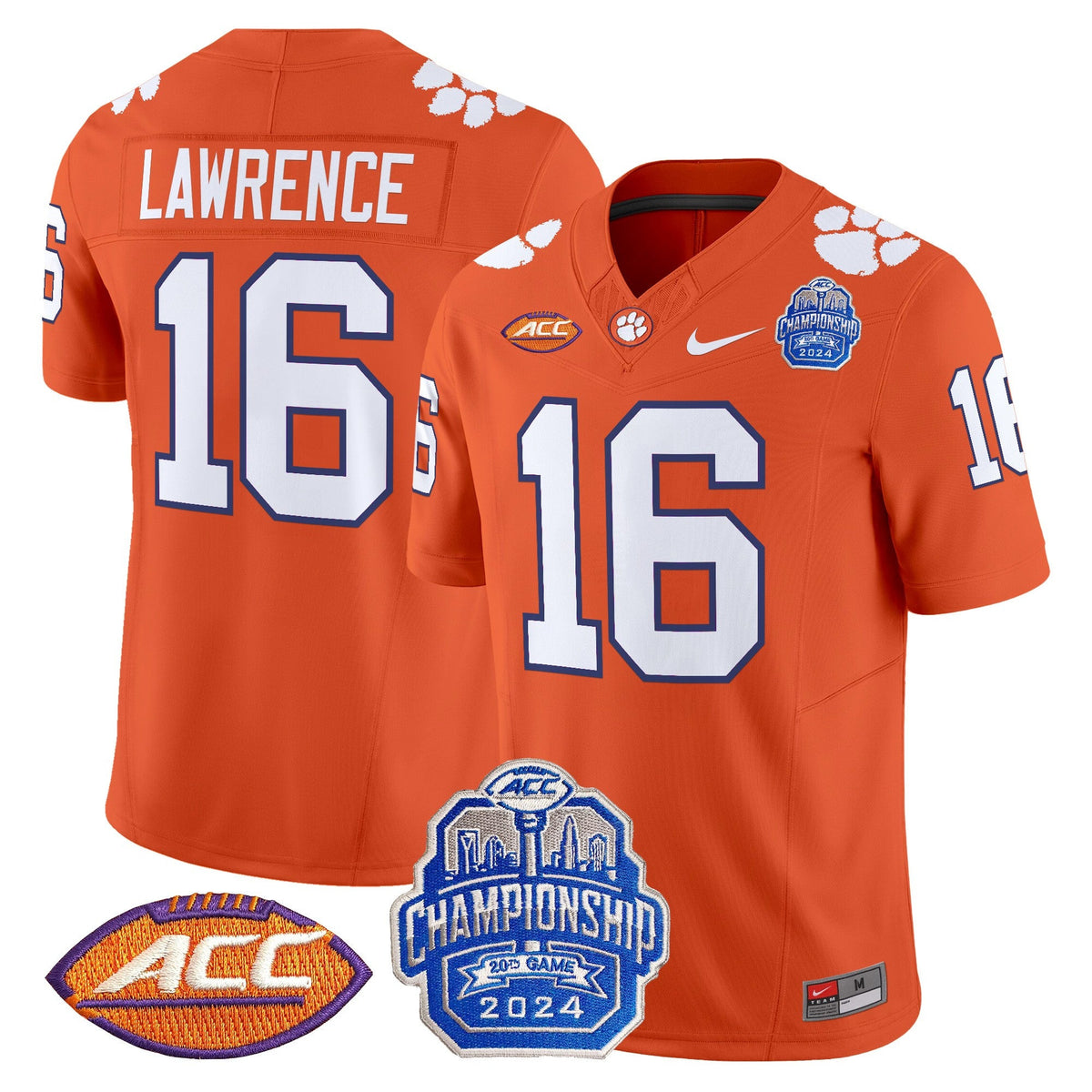 Men's Clemson Tigers 2024 ACC Championship Patch Vapor Limited Jersey - All Stitched - image 23