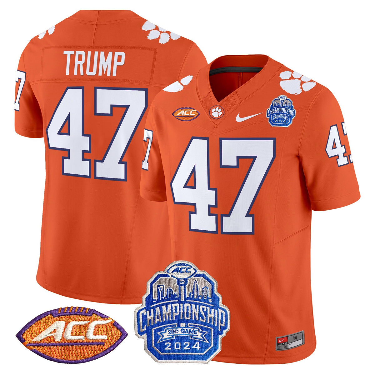 Men's Clemson Tigers 2024 ACC Championship Patch Vapor Limited Jersey - All Stitched - image 26