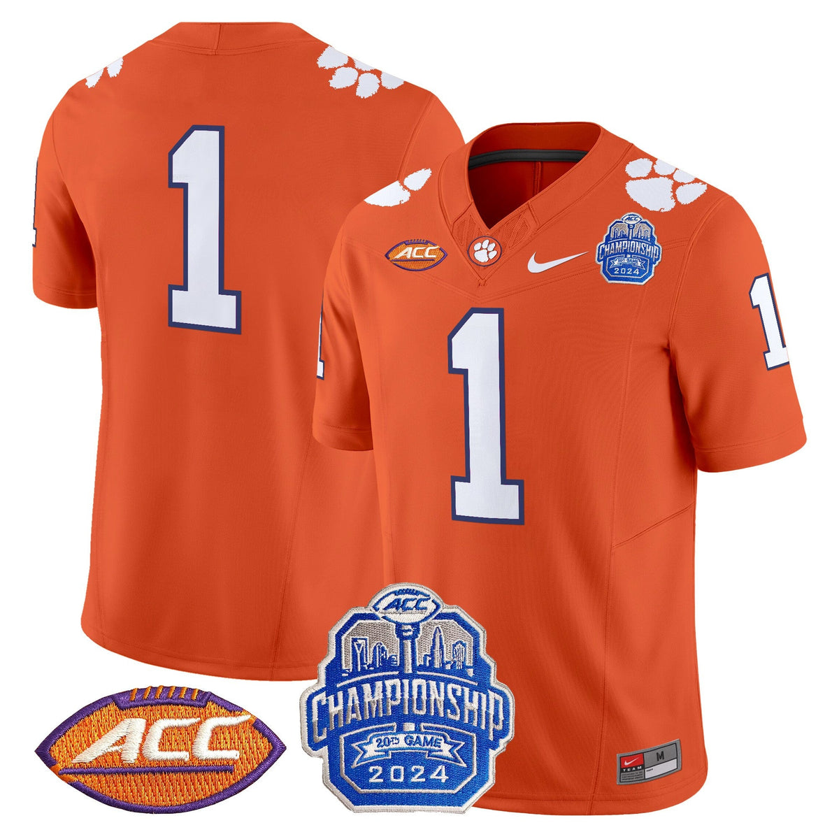 Men's Clemson Tigers 2024 ACC Championship Patch Vapor Limited Jersey - All Stitched - image 27