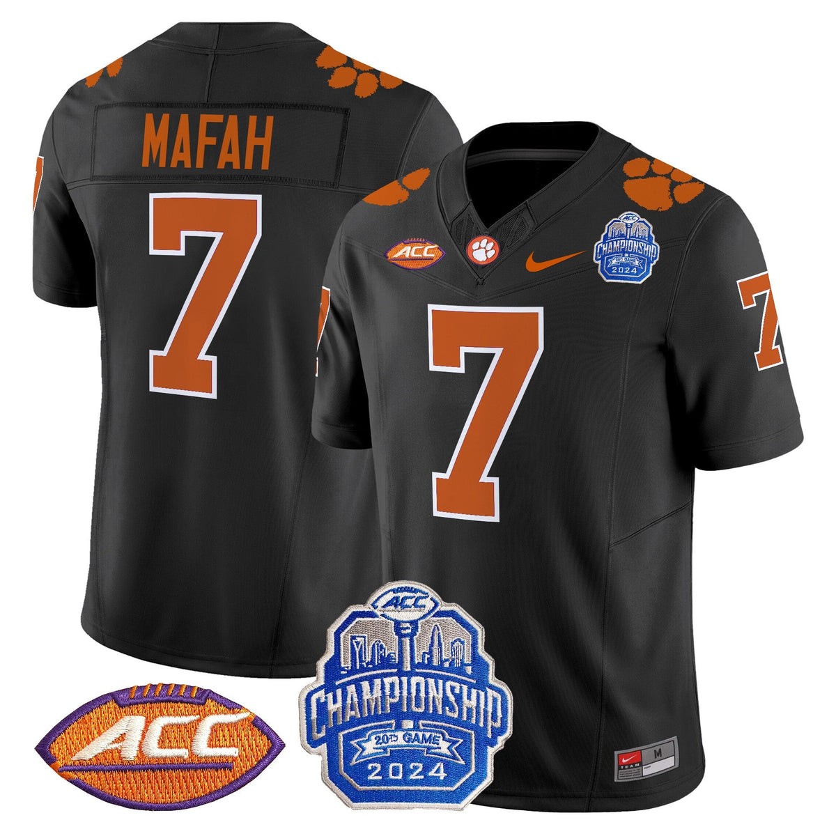 Men's Clemson Tigers 2024 ACC Championship Patch Vapor Limited Jersey - All Stitched - image 29