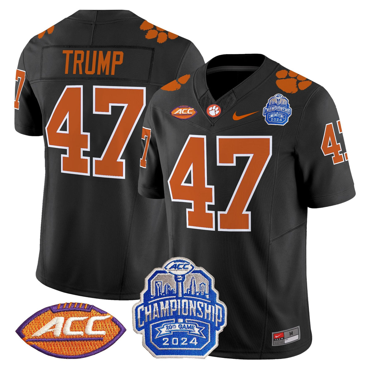 Men's Clemson Tigers 2024 ACC Championship Patch Vapor Limited Jersey - All Stitched - image 35