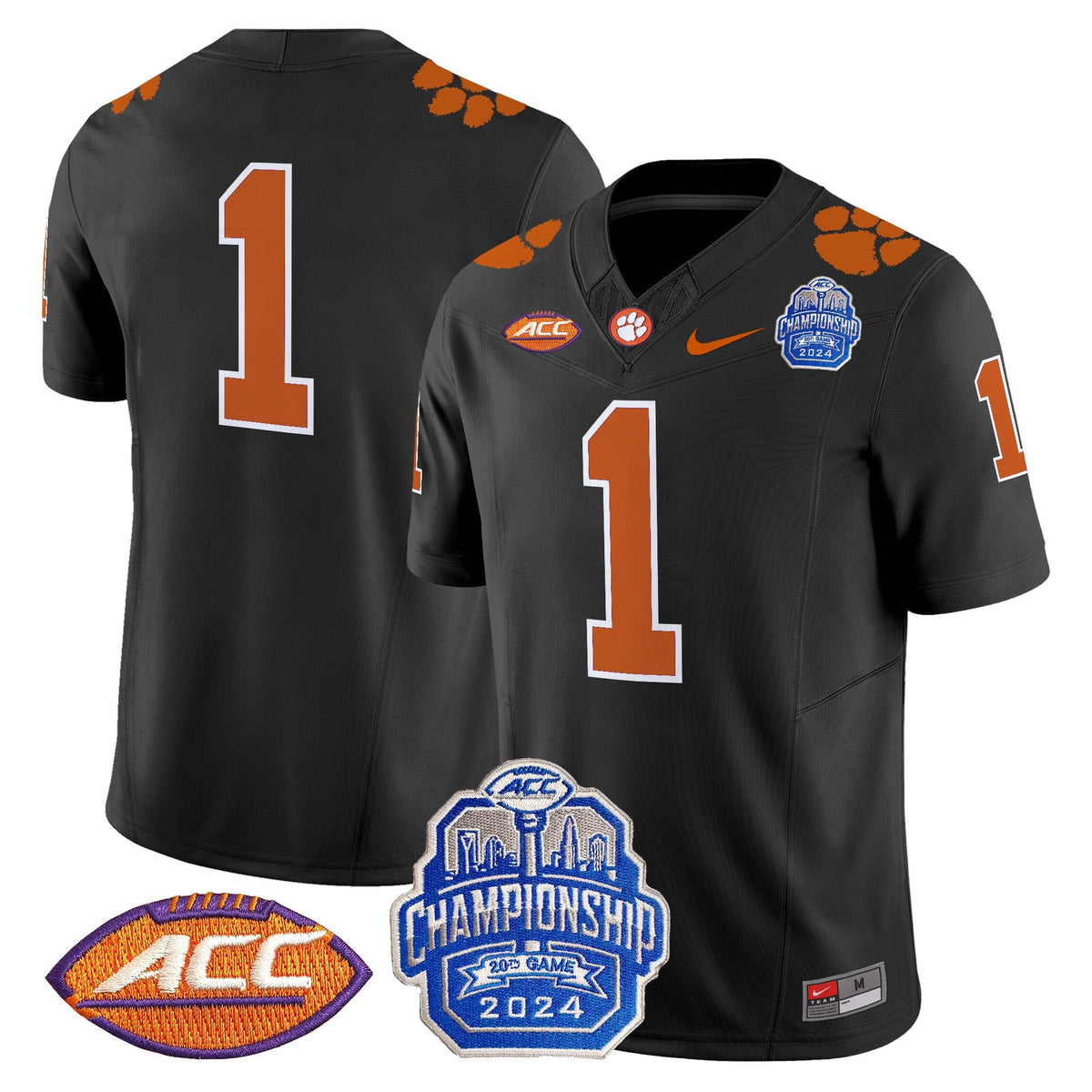 Men's Clemson Tigers 2024 ACC Championship Patch Vapor Limited Jersey - All Stitched - image 36