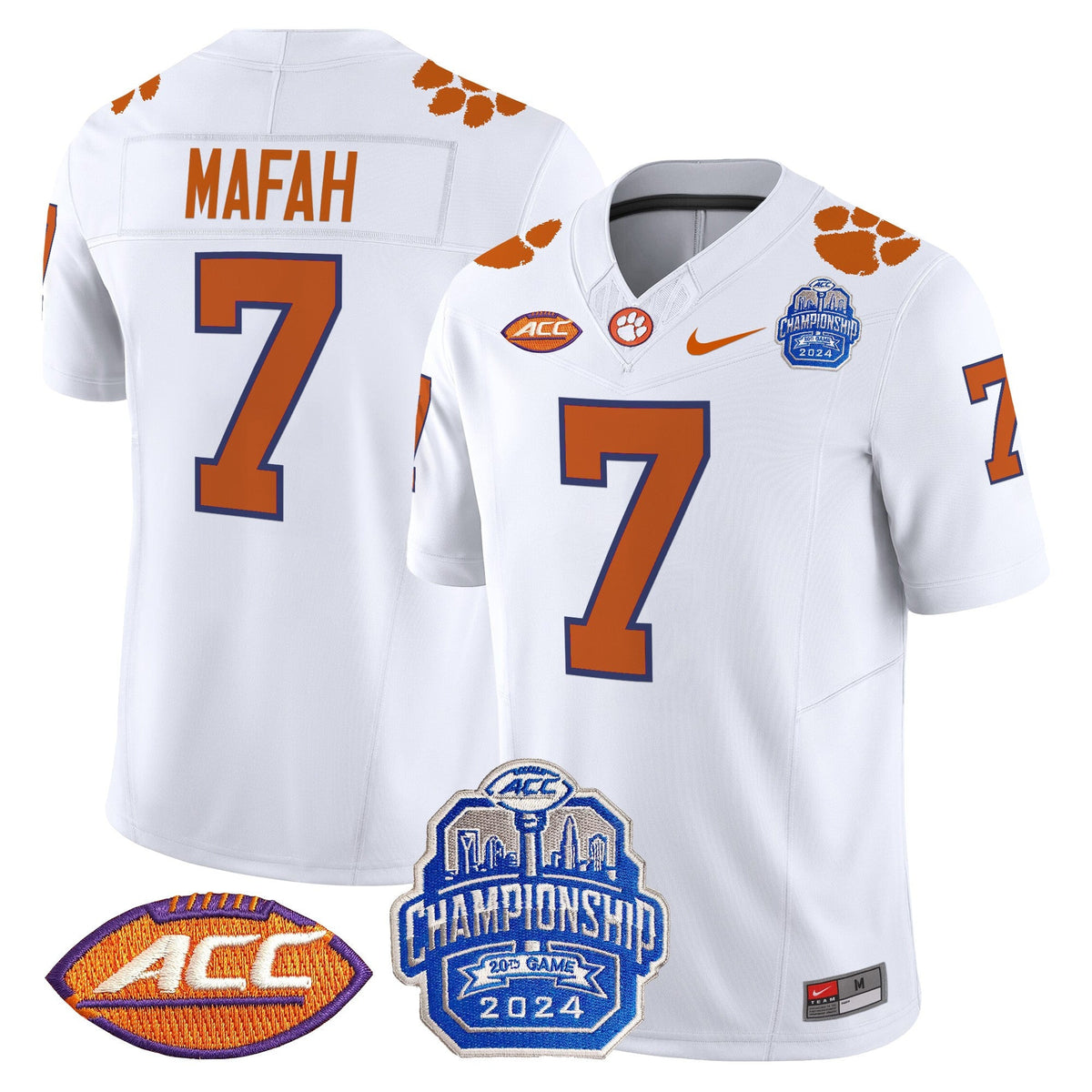 Men's Clemson Tigers 2024 ACC Championship Patch Vapor Limited Jersey - All Stitched - image 38