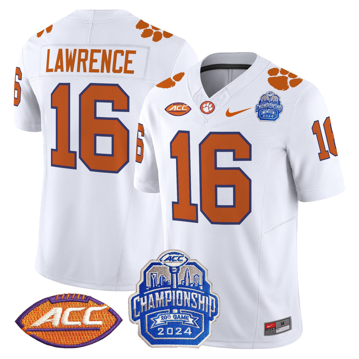 Men's Clemson Tigers 2024 ACC Championship Patch Vapor Limited Jersey - All Stitched - image 41