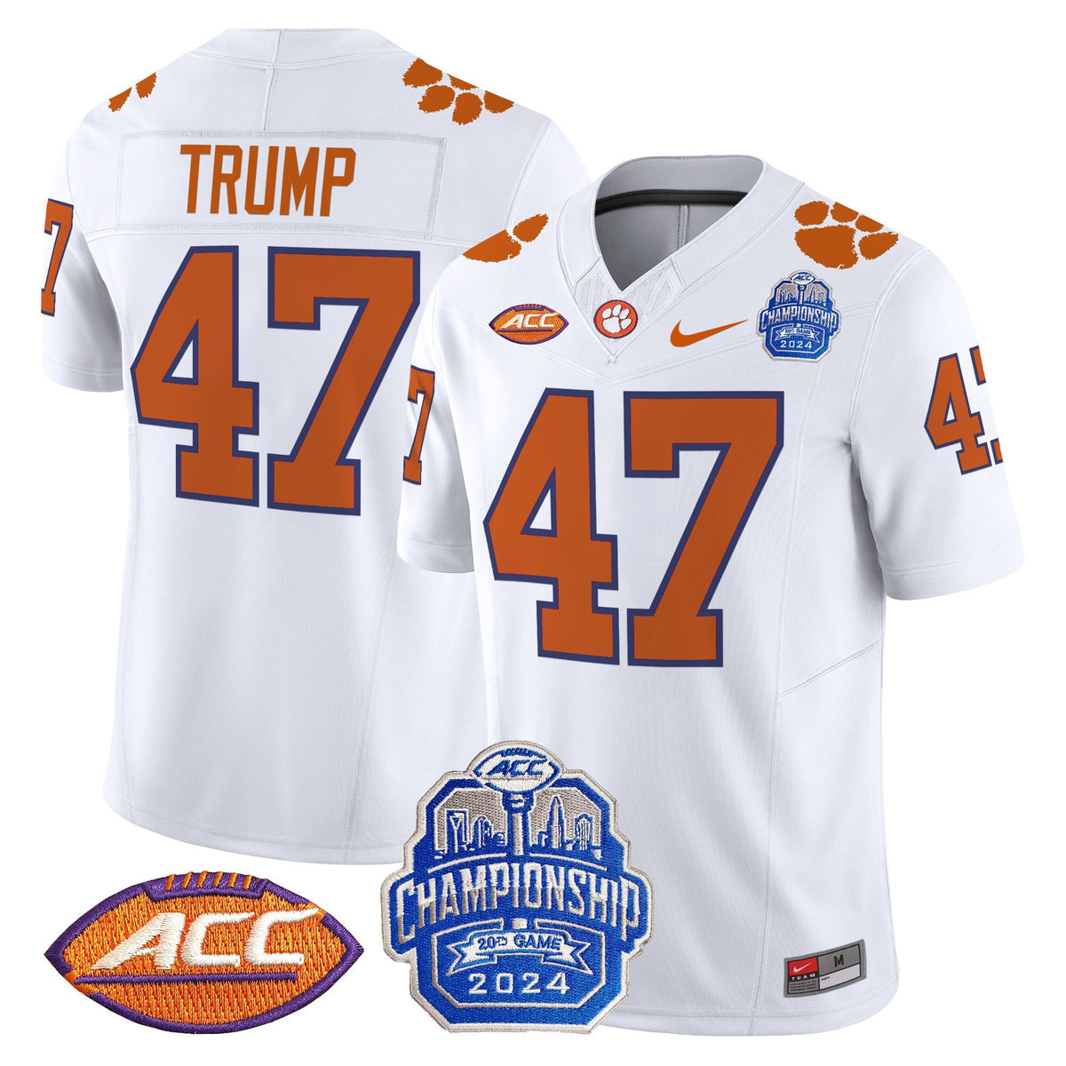 Men's Clemson Tigers 2024 ACC Championship Patch Vapor Limited Jersey - All Stitched - image 44