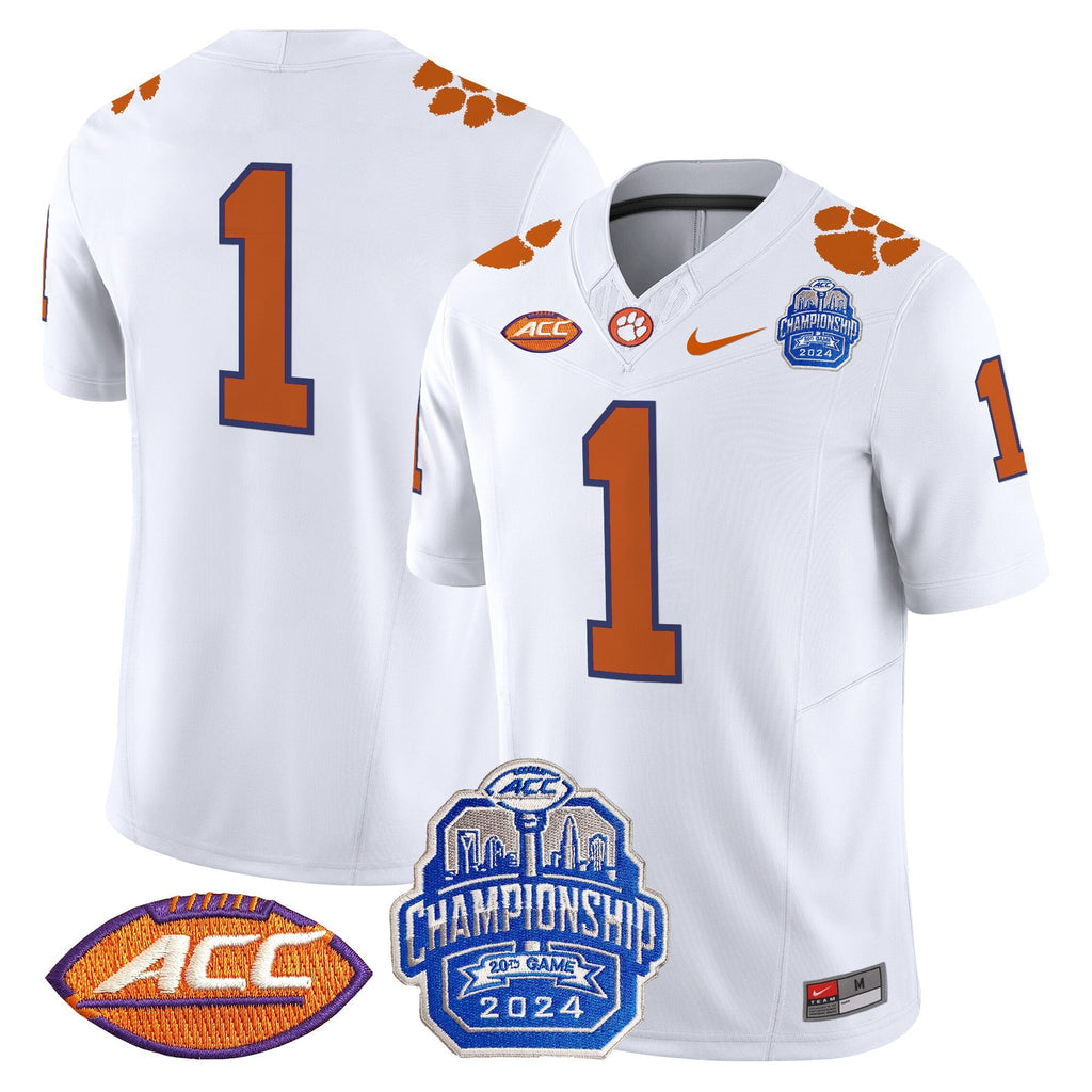 Men's Clemson Tigers 2024 ACC Championship Patch Vapor Limited Jersey - All Stitched - image 45