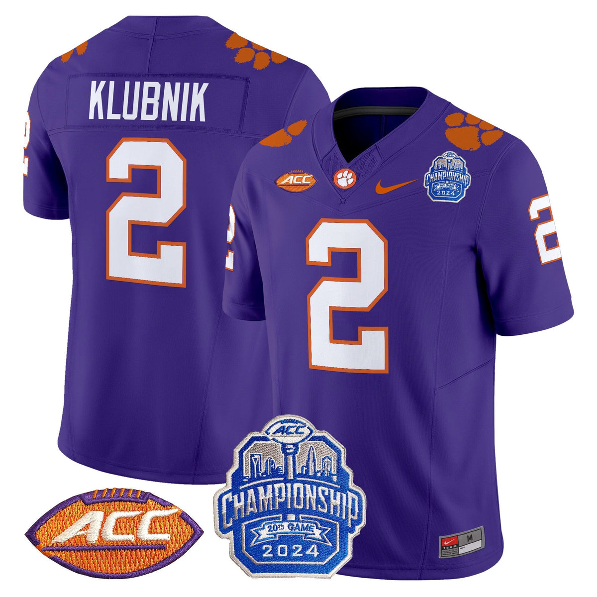 Men's Clemson Tigers 2024 ACC Championship Patch Vapor Limited Jersey - All Stitched - image 46