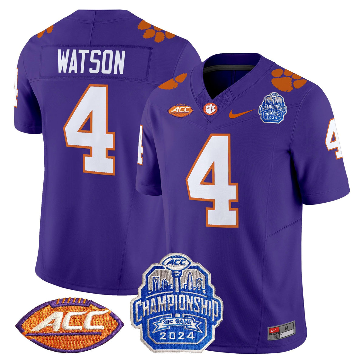 Men's Clemson Tigers 2024 ACC Championship Patch Vapor Limited Jersey - All Stitched - image 49