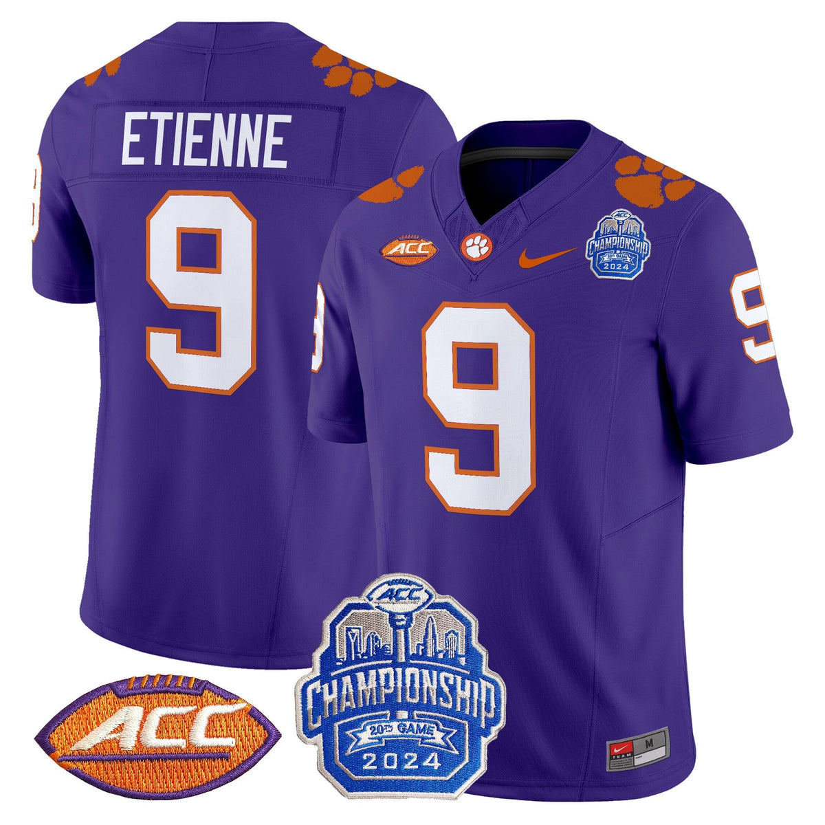 Men's Clemson Tigers 2024 ACC Championship Patch Vapor Limited Jersey - All Stitched - image 51