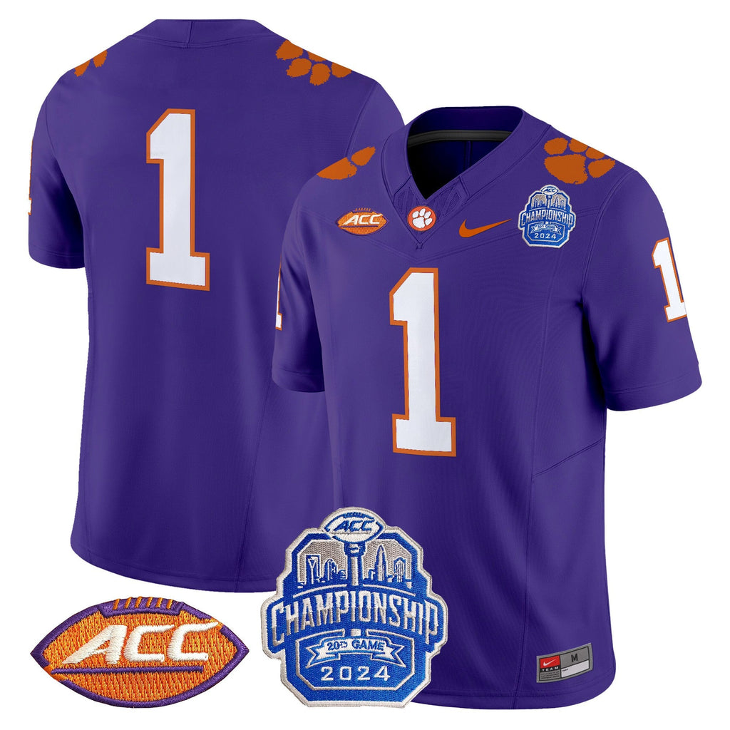 Men's Clemson Tigers 2024 ACC Championship Patch Vapor Limited Jersey - All Stitched - image 54