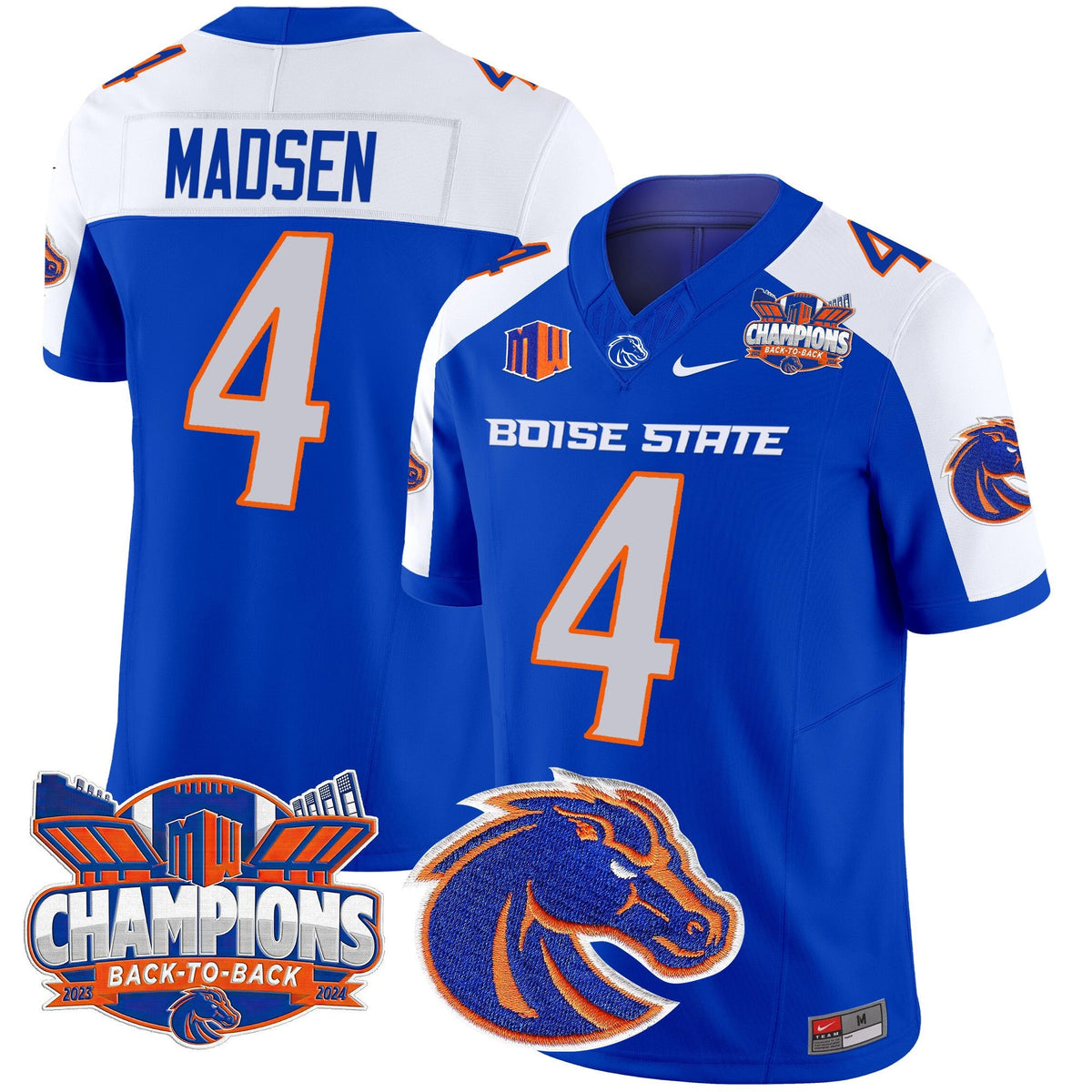 Men's Boise State Broncos 2024 Back To Back Champions Vapor Limited Jersey - All Stitched - image 2