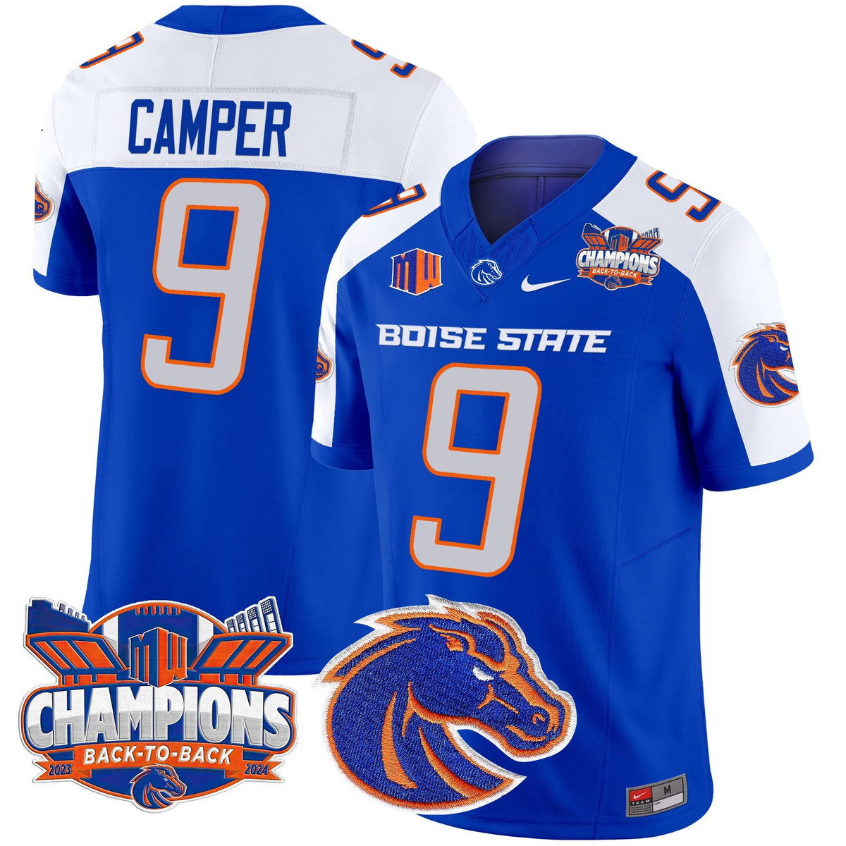 Men's Boise State Broncos 2024 Back To Back Champions Vapor Limited Jersey - All Stitched - image 3