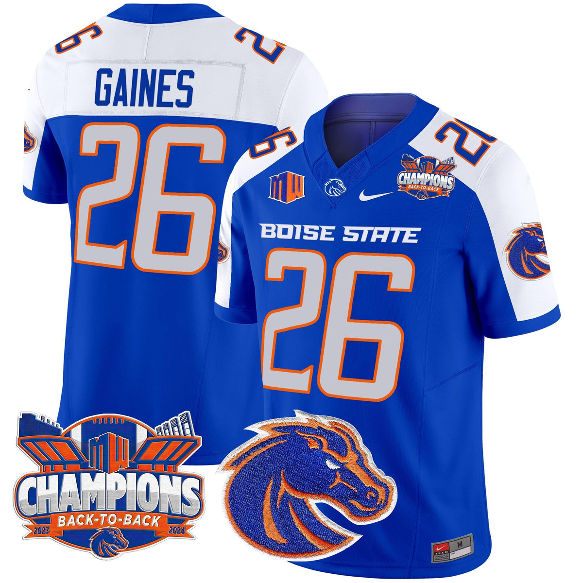Men's Boise State Broncos 2024 Back To Back Champions Vapor Limited Jersey - All Stitched - image 4