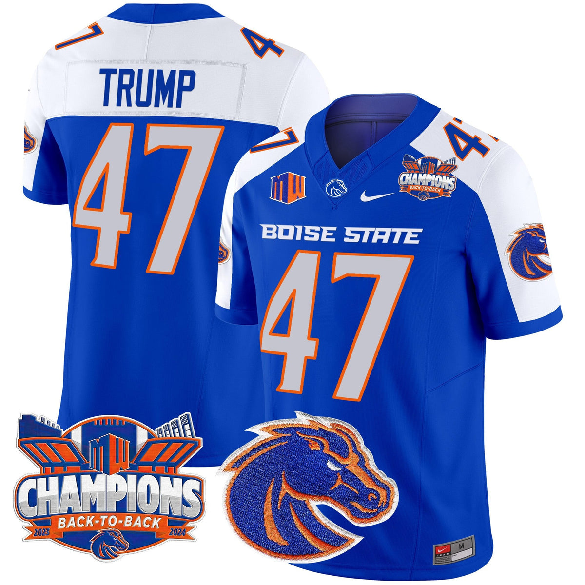 Men's Boise State Broncos 2024 Back To Back Champions Vapor Limited Jersey - All Stitched - image 8