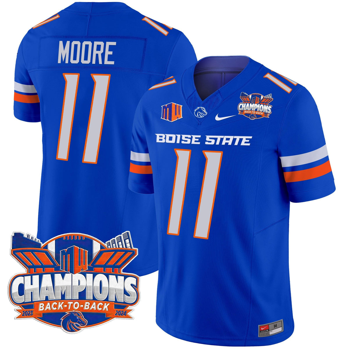 Men's Boise State Broncos 2024 Back To Back Champions Vapor Limited Jersey - All Stitched - image 23