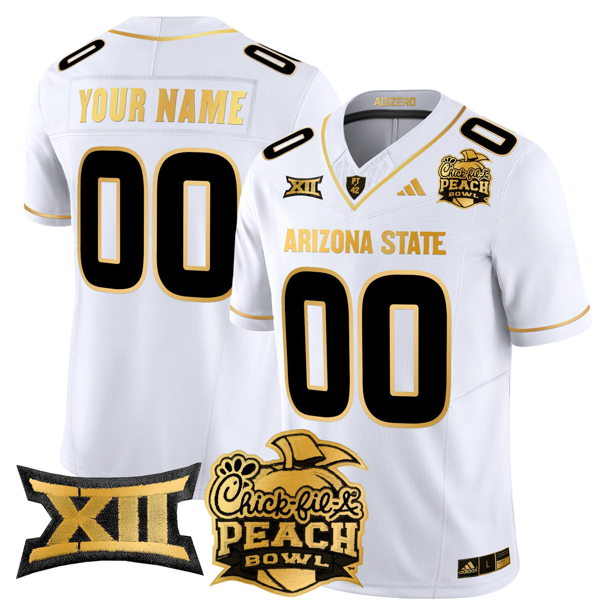 Arizona State Sun Devils 2025 Peach Bowl Gold Vapor Limited Custom Jersey V2 - All Stitched - image 2