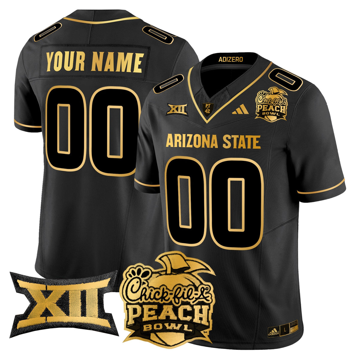 Arizona State Sun Devils 2025 Peach Bowl Gold Vapor Limited Custom Jersey V2 - All Stitched - image 3