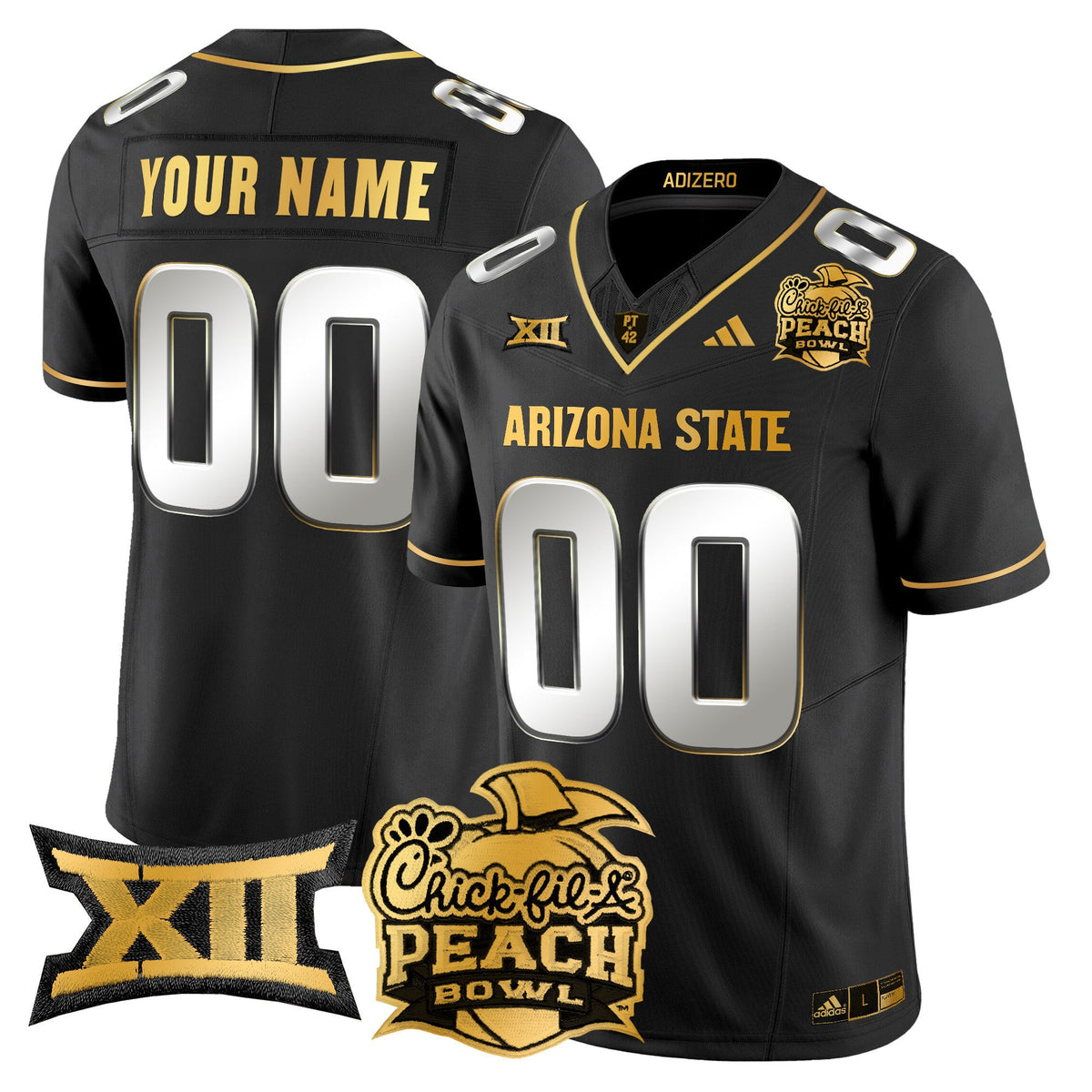Arizona State Sun Devils 2025 Peach Bowl Gold Vapor Limited Custom Jersey V2 - All Stitched - image 4