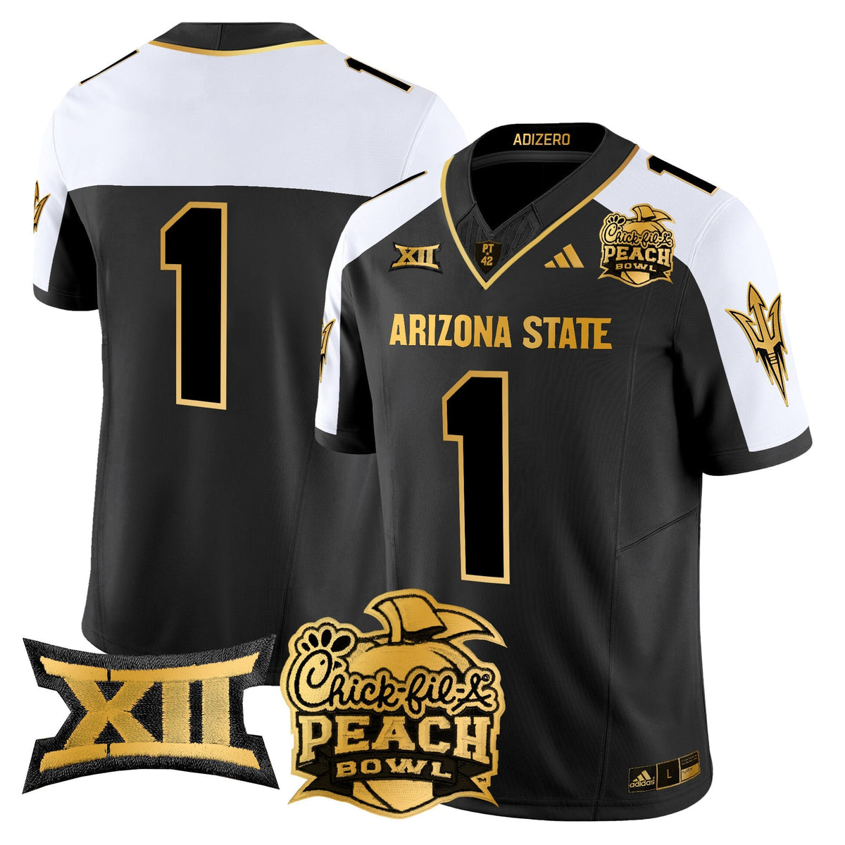 Men's Arizona State Sun Devils 2025 Peach Bowl Gold Vapor Limited Jersey V2 - All Stitched - image 8